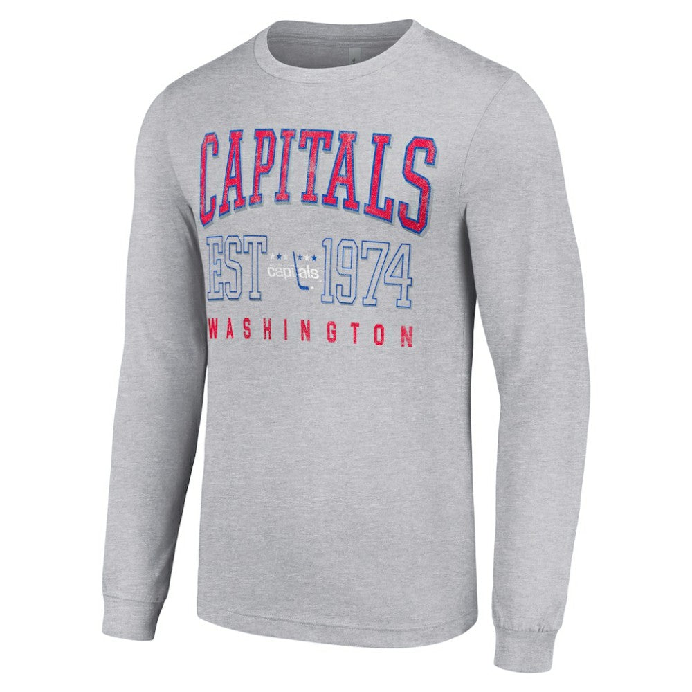 Washington Capitals Starter Retro Graphic Long Sleeve Crew T-Shirt - Heather Gray T-shirts