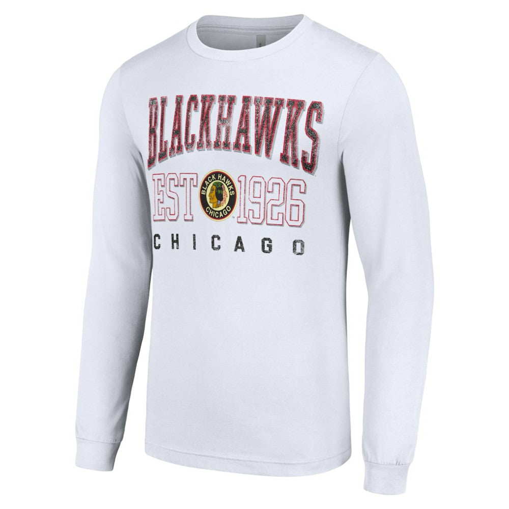 Chicago Blackhawks Starter Retro Graphic Long Sleeve Crew T-Shirt - White T-shirts