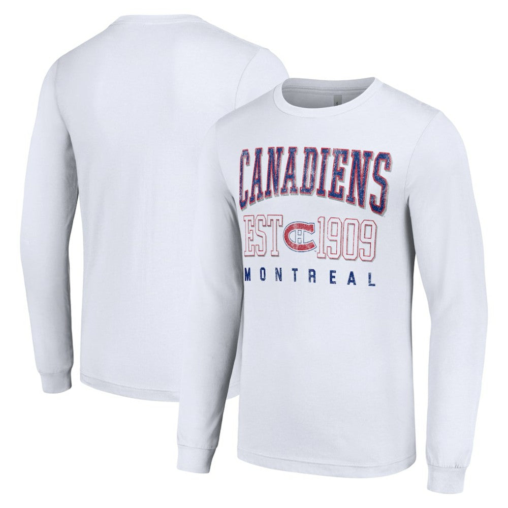 Montreal Canadiens Starter Retro Graphic Long Sleeve Crew T-Shirt - White T-shirts