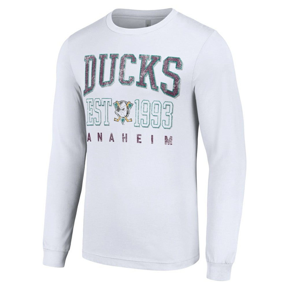 Anaheim Ducks Starter Retro Graphic Long Sleeve Crew T-Shirt - White T-shirts