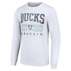 Anaheim Ducks Starter Retro Graphic Long Sleeve Crew T-Shirt - White T-shirts