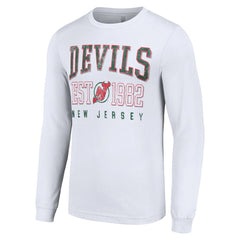 New Jersey Devils Starter Retro Graphic Long Sleeve Crew T-Shirt - White T-shirts