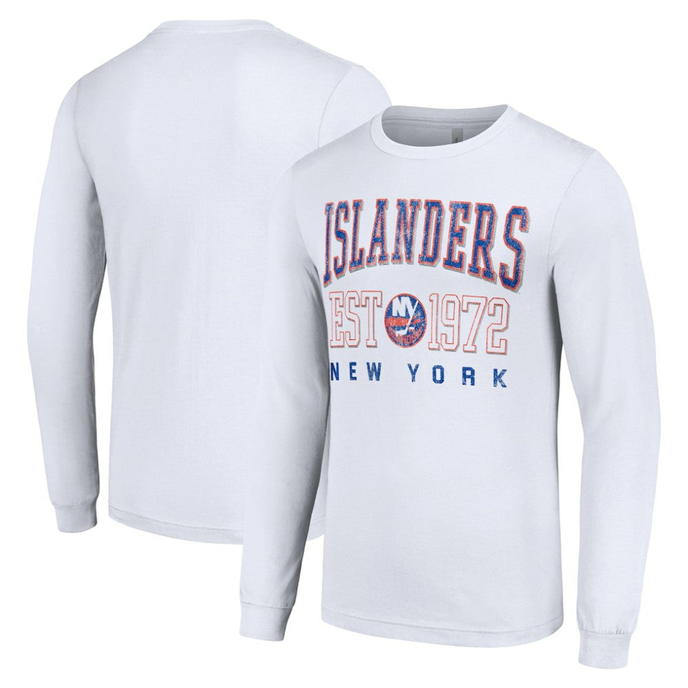 New York Islanders Starter Retro Graphic Long Sleeve Crew T-Shirt - White T-shirts