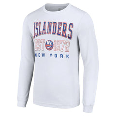 New York Islanders Starter Retro Graphic Long Sleeve Crew T-Shirt - White T-shirts