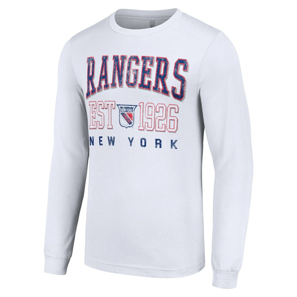New York Rangers Starter Retro Graphic Long Sleeve Crew T-Shirt - White T-shirts