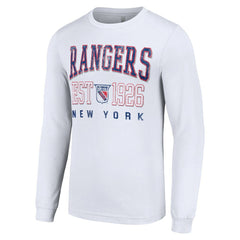 New York Rangers Starter Retro Graphic Long Sleeve Crew T-Shirt - White T-shirts