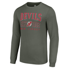 New Jersey Devils Starter Retro Graphic Long Sleeve Crew T-Shirt - Green T-shirts