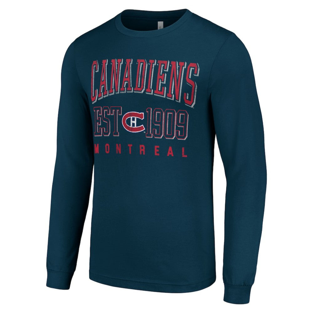 Montreal Canadiens Starter Retro Graphic Long Sleeve Crew T-Shirt - Navy T-shirts