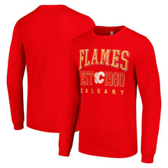 Calgary Flames Starter Retro Graphic Long Sleeve Crew T-Shirt - Red T-shirts