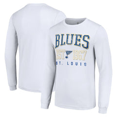 St. Louis Blues Starter Retro Graphic Long Sleeve Crew T-Shirt - White T-shirts