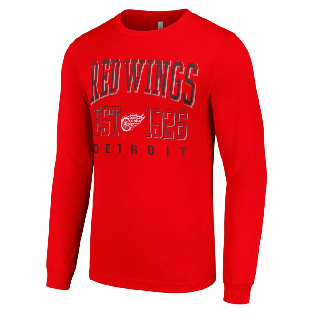 Detroit Red Wings Starter Retro Graphic Long Sleeve Crew T-Shirt - Red T-shirts