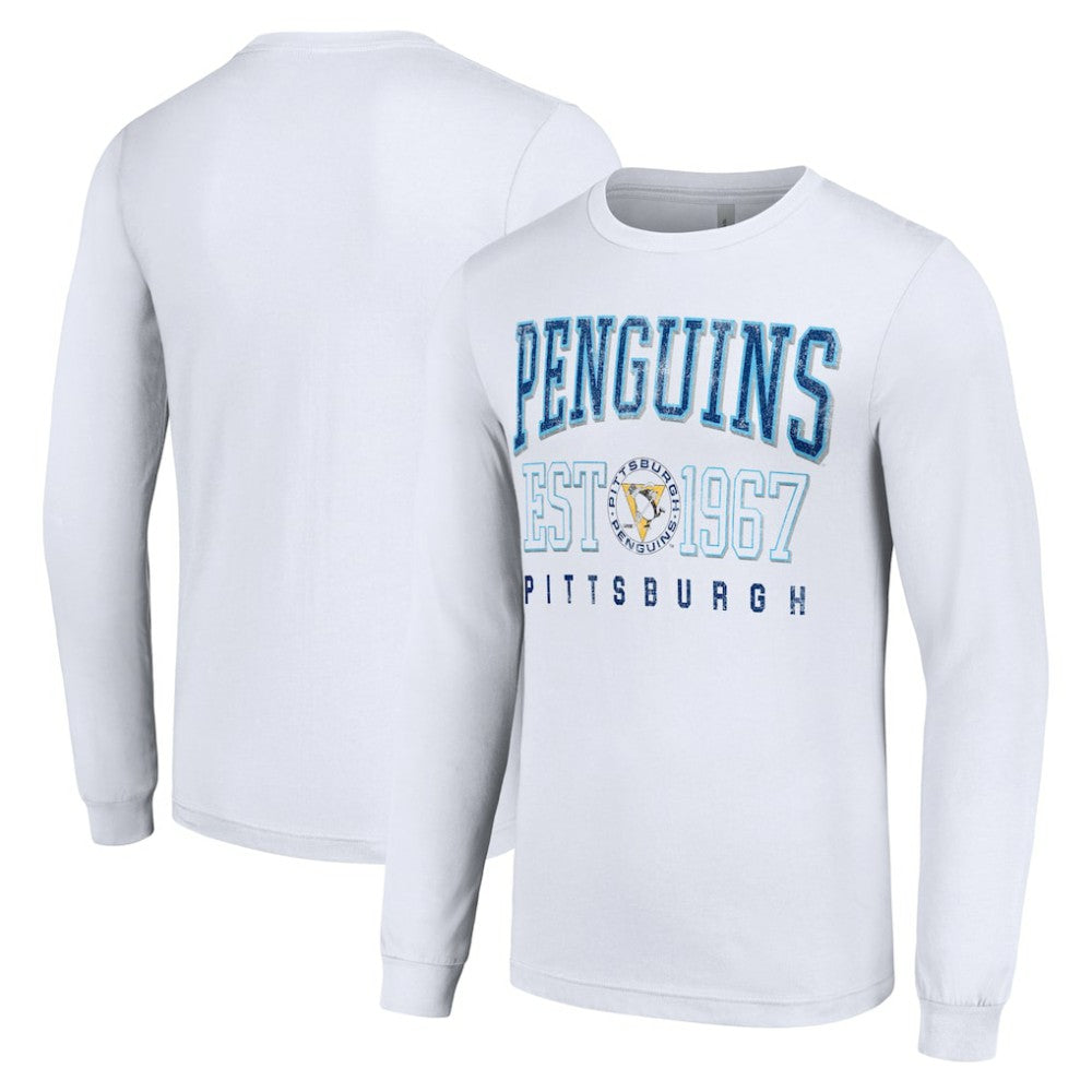 Pittsburgh Penguins Starter Retro Graphic Long Sleeve Crew T-Shirt - White T-shirts