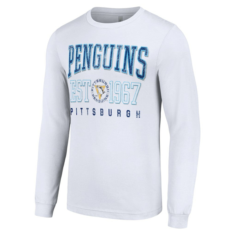 Pittsburgh Penguins Starter Retro Graphic Long Sleeve Crew T-Shirt - White T-shirts