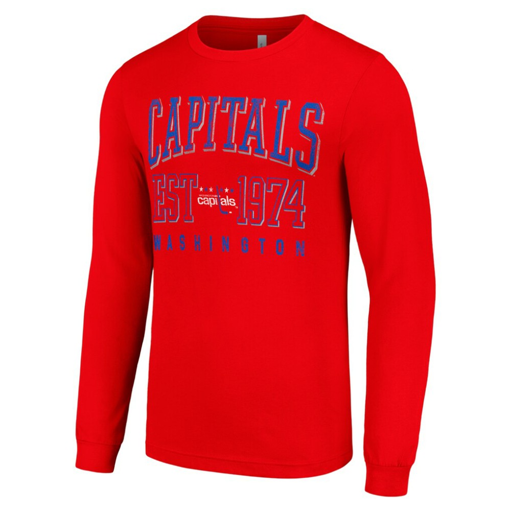 Washington Capitals Starter Retro Graphic Long Sleeve Crew T-Shirt - Red T-shirts