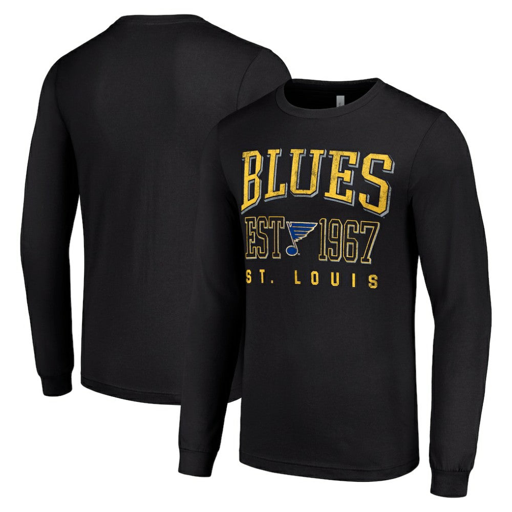 St. Louis Blues Starter Retro Graphic Long Sleeve Crew T-Shirt - Black T-shirts