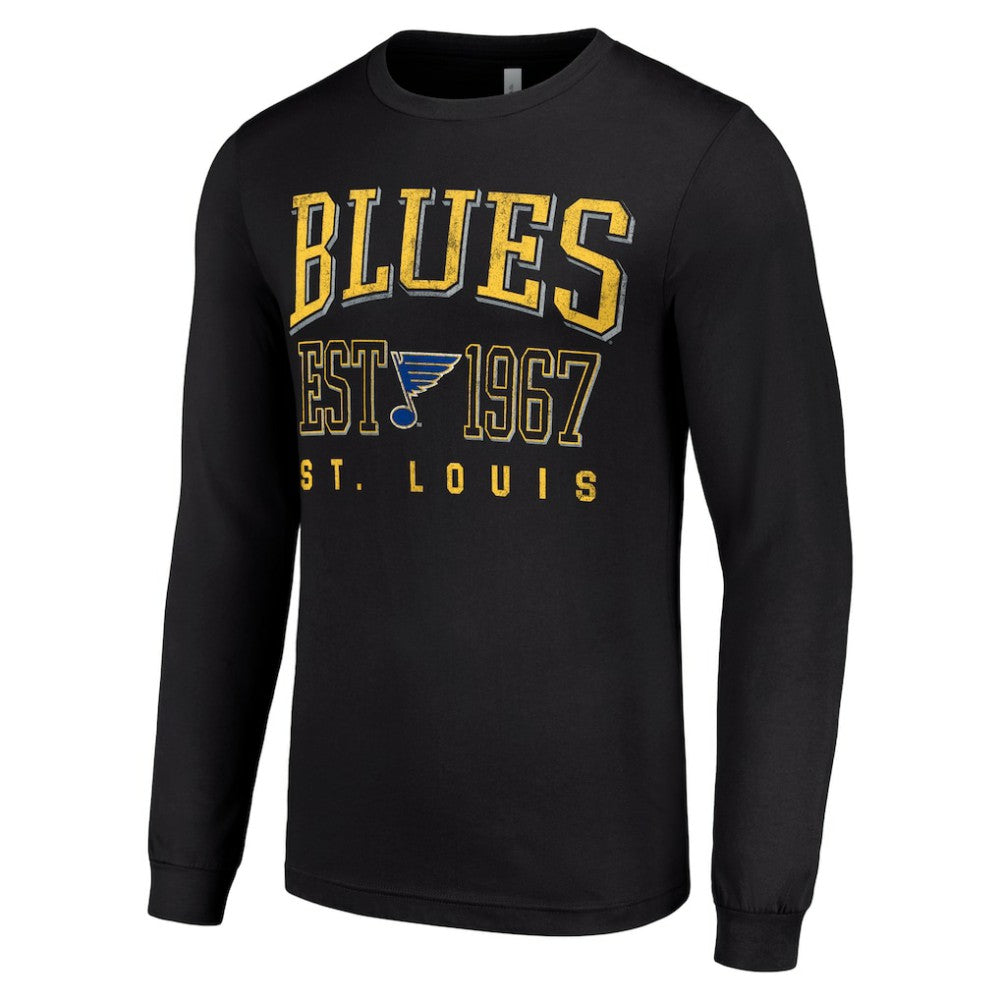 St. Louis Blues Starter Retro Graphic Long Sleeve Crew T-Shirt - Black T-shirts