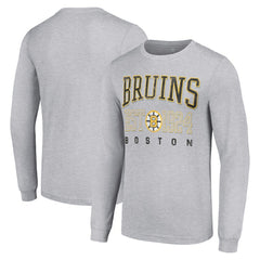 Boston Bruins Starter Retro Graphic Long Sleeve Crew T-Shirt - Heather Gray T-shirts