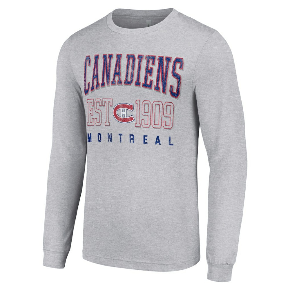Montreal Canadiens Starter Retro Graphic Long Sleeve Crew T-Shirt - Heather Gray T-shirts