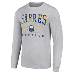 Buffalo Sabres Starter Retro Graphic Long Sleeve Crew T-Shirt - Heather Gray T-shirts