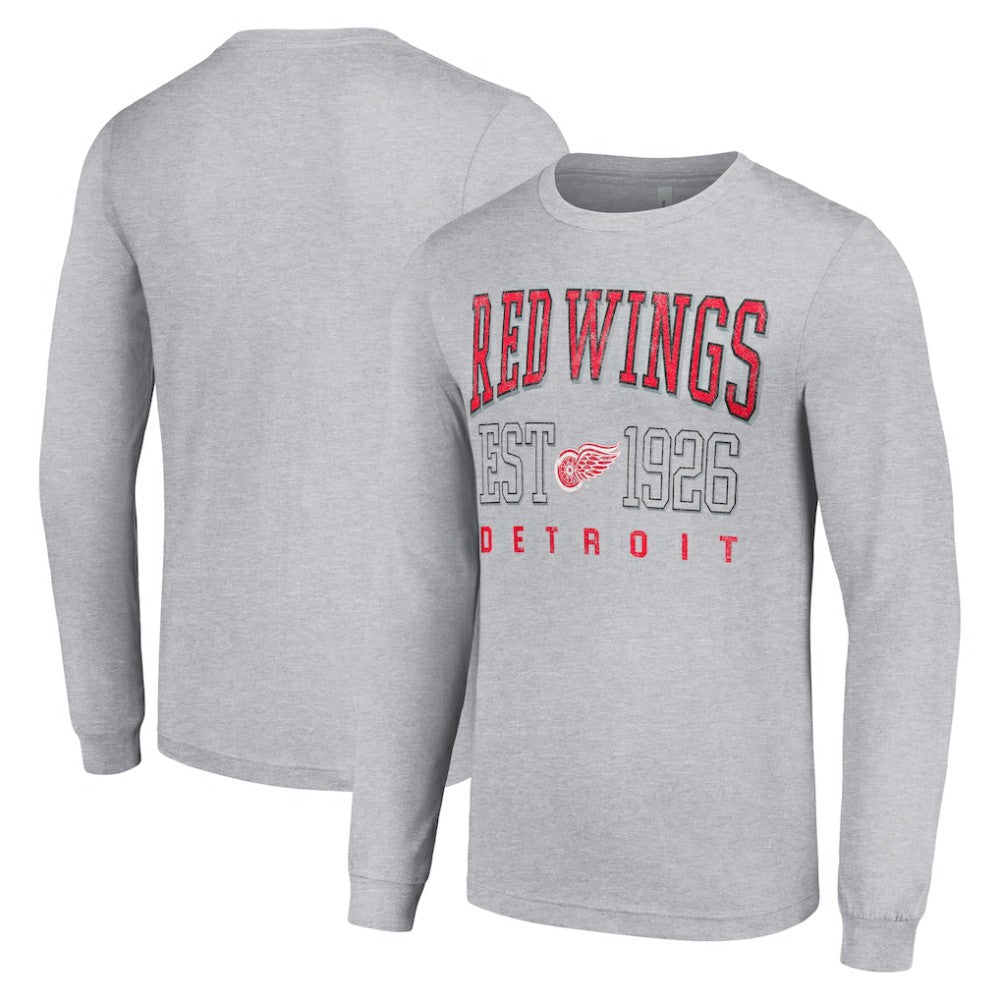 Detroit Red Wings Starter Retro Graphic Long Sleeve Crew T-Shirt - Heather Gray T-shirts