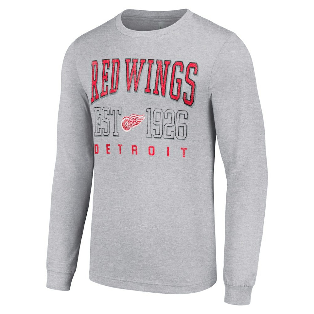 Detroit Red Wings Starter Retro Graphic Long Sleeve Crew T-Shirt - Heather Gray T-shirts