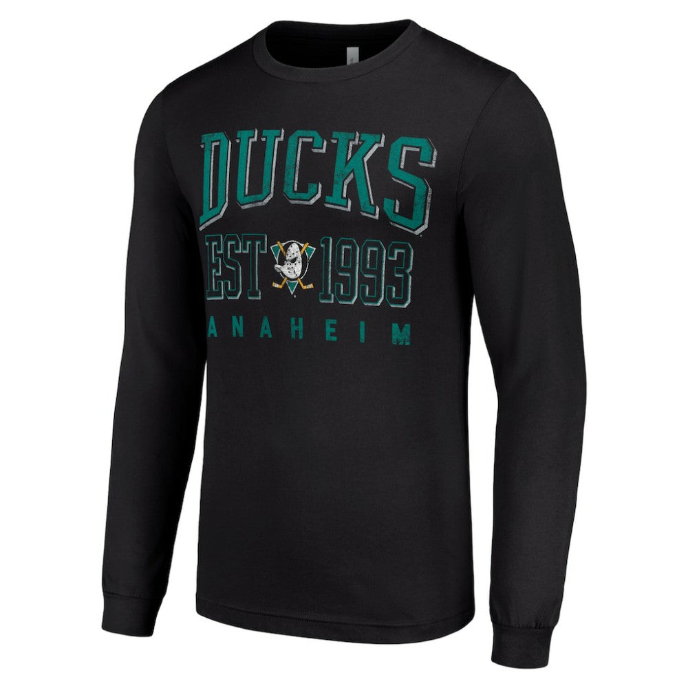 Anaheim Ducks Starter Retro Graphic Long Sleeve Crew T-Shirt - Black T-shirts
