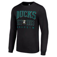 Anaheim Ducks Starter Retro Graphic Long Sleeve Crew T-Shirt - Black T-shirts