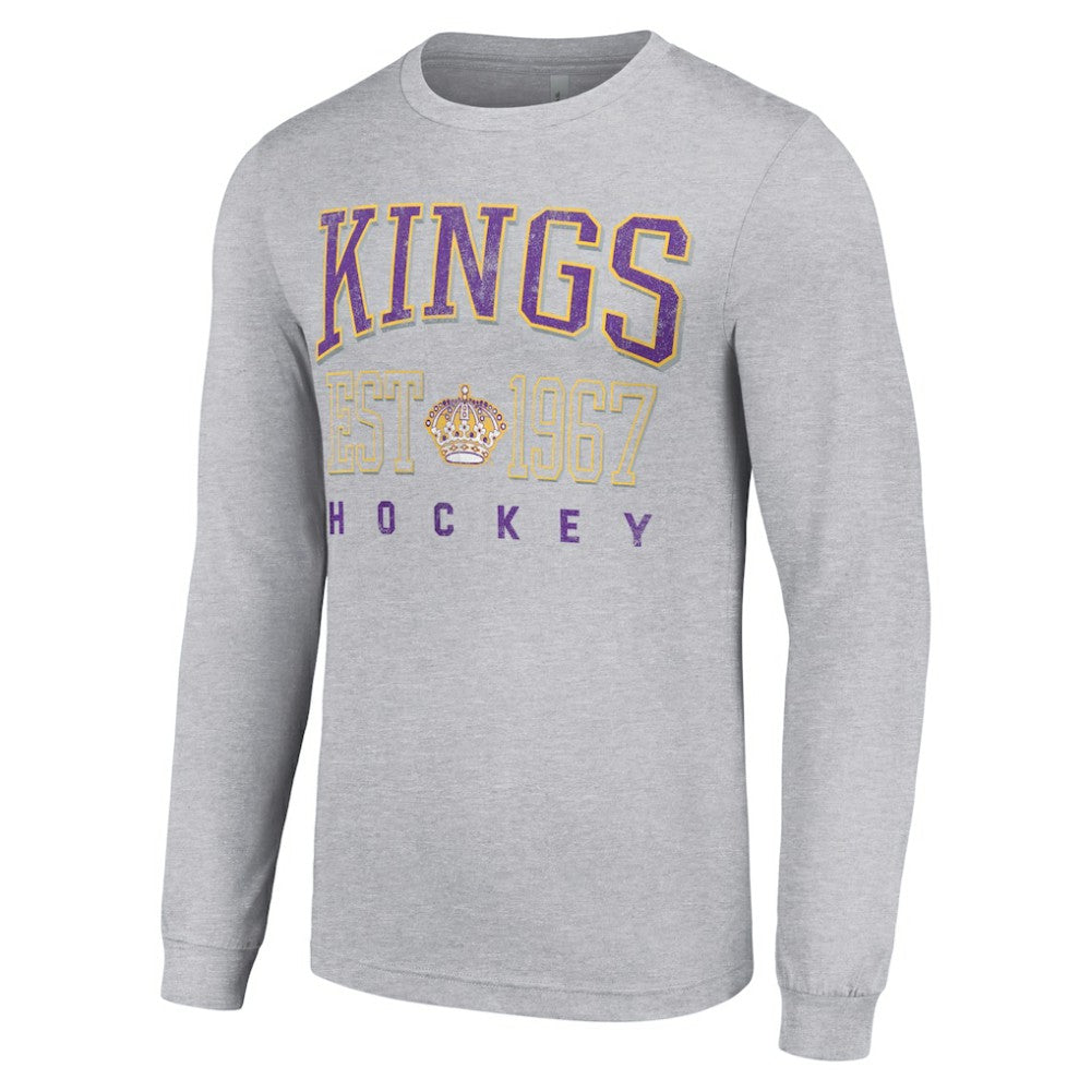 Los Angeles Kings Starter Retro Graphic Long Sleeve Crew T-Shirt - Heather Gray T-shirts