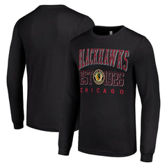 Chicago Blackhawks Starter Retro Graphic Long Sleeve Crew T-Shirt - Black T-shirts
