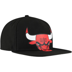 Chicago Bulls Oversized Puff Print Logo Golfer Snapback Hat - Black sale