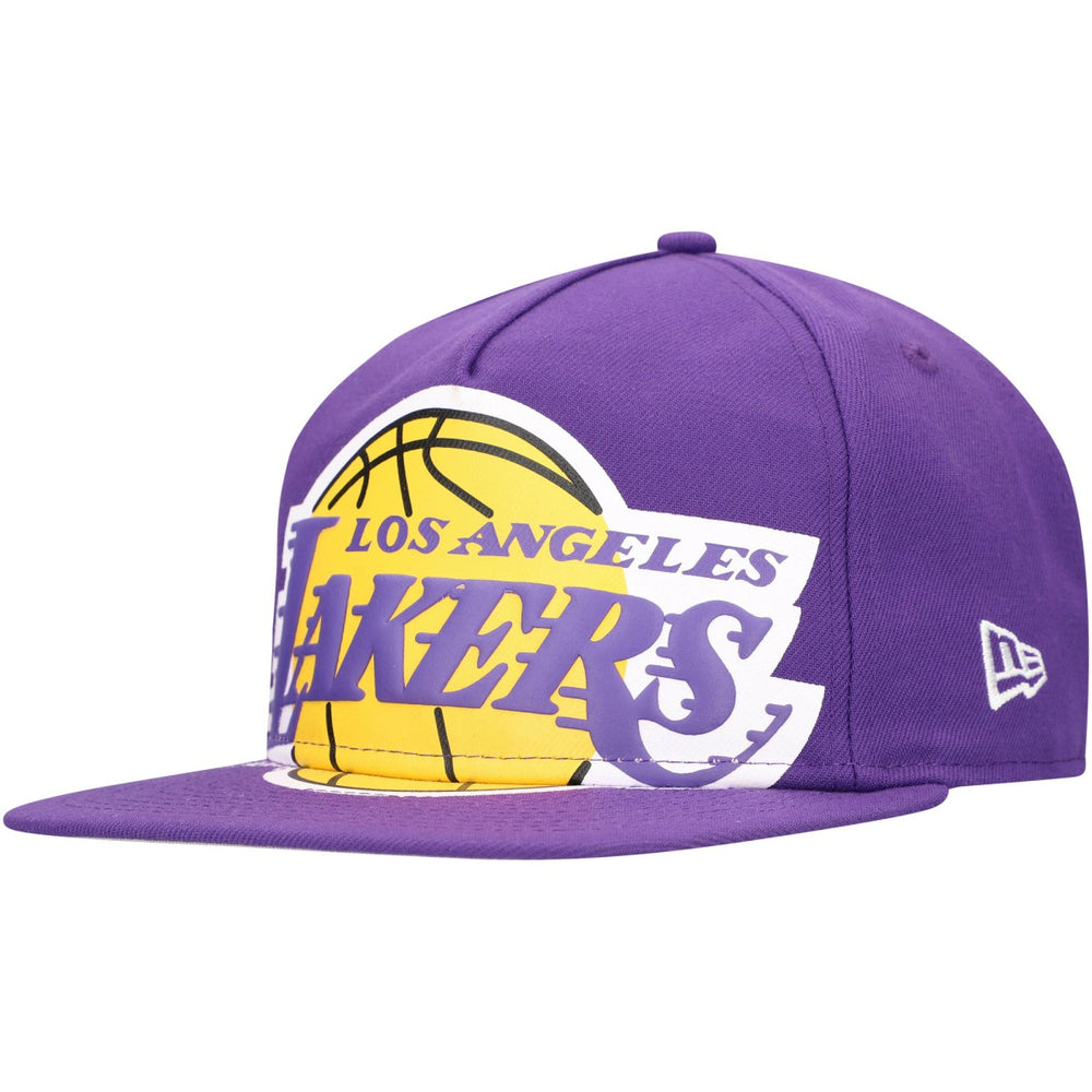 Los Angeles Lakers Oversized Puff Print Logo Golfer Snapback Hat - Purple discount