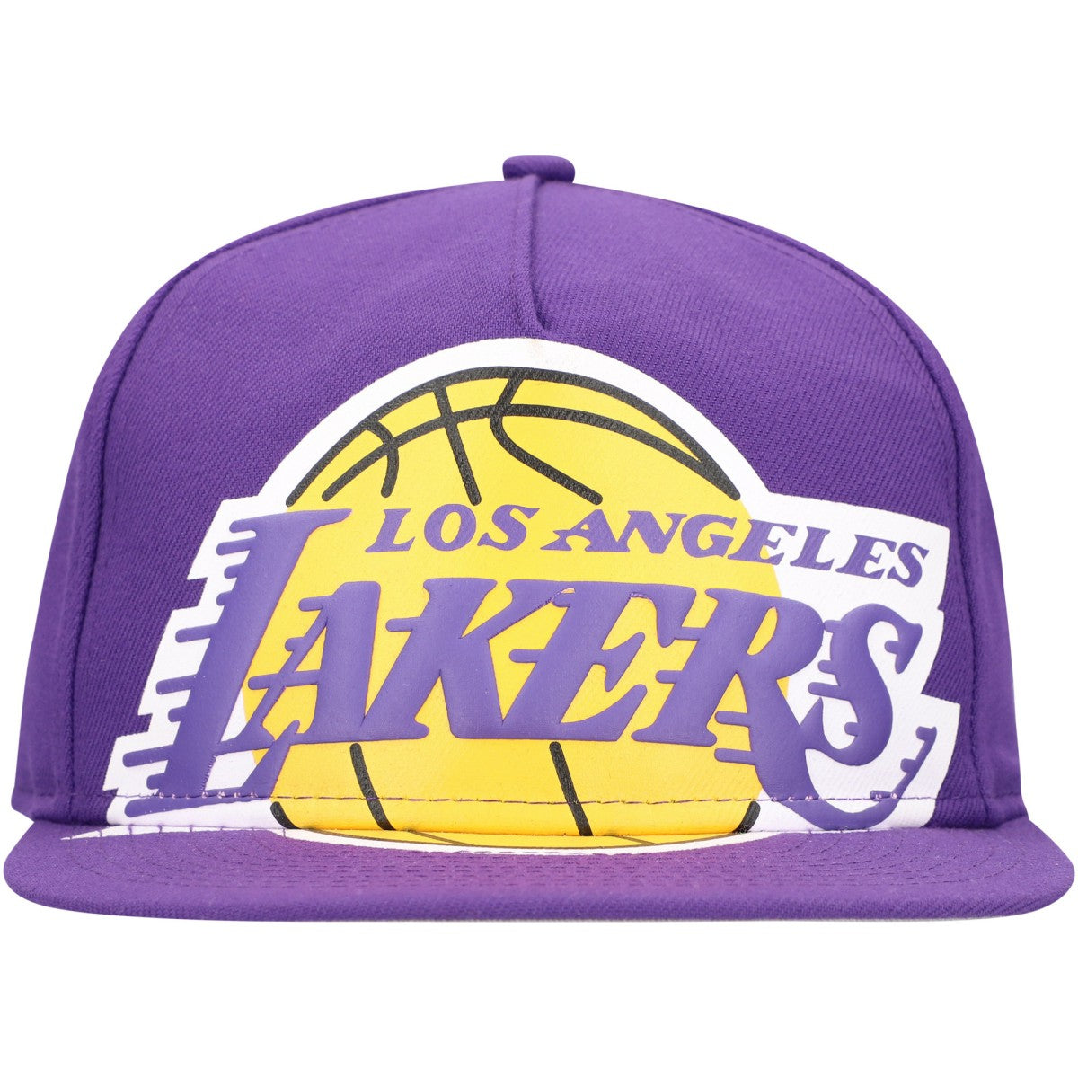 Los Angeles Lakers Oversized Puff Print Logo Golfer Snapback Hat - Purple discount