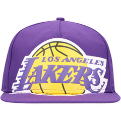 Los Angeles Lakers Oversized Puff Print Logo Golfer Snapback Hat - Purple discount