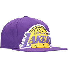 Los Angeles Lakers Oversized Puff Print Logo Golfer Snapback Hat - Purple discount