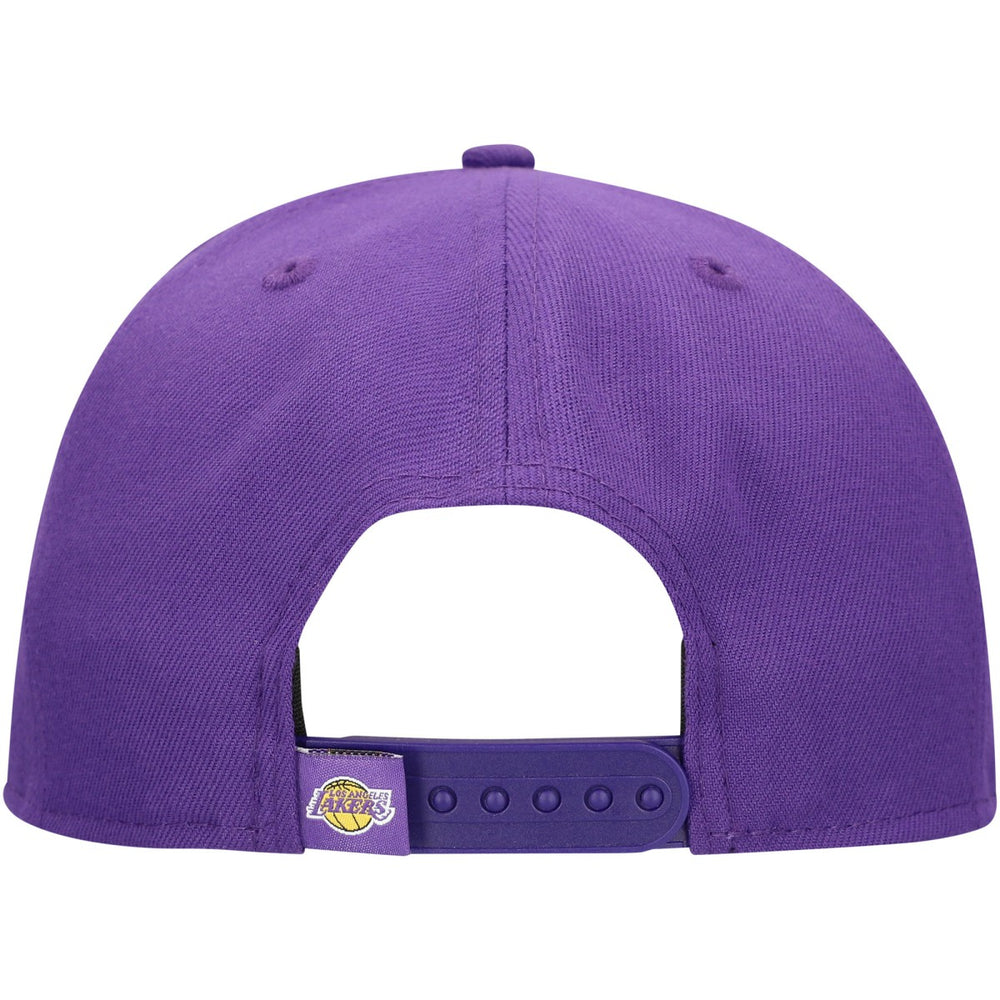 Los Angeles Lakers Oversized Puff Print Logo Golfer Snapback Hat - Purple discount