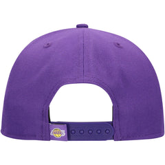 Los Angeles Lakers Oversized Puff Print Logo Golfer Snapback Hat - Purple discount