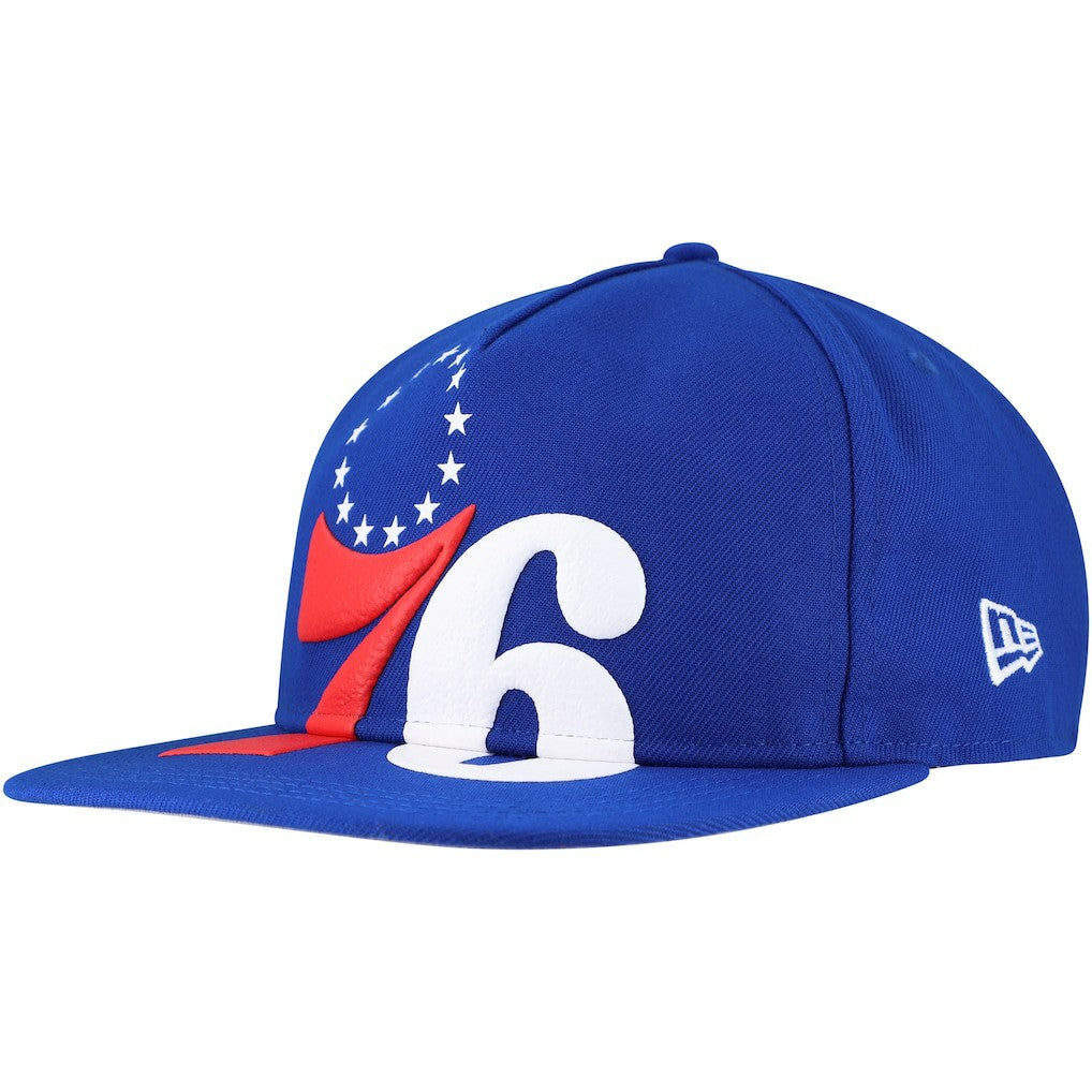 Philadelphia 76ers Oversized Puff Print Logo Golfer Snapback Hat - Royal sale