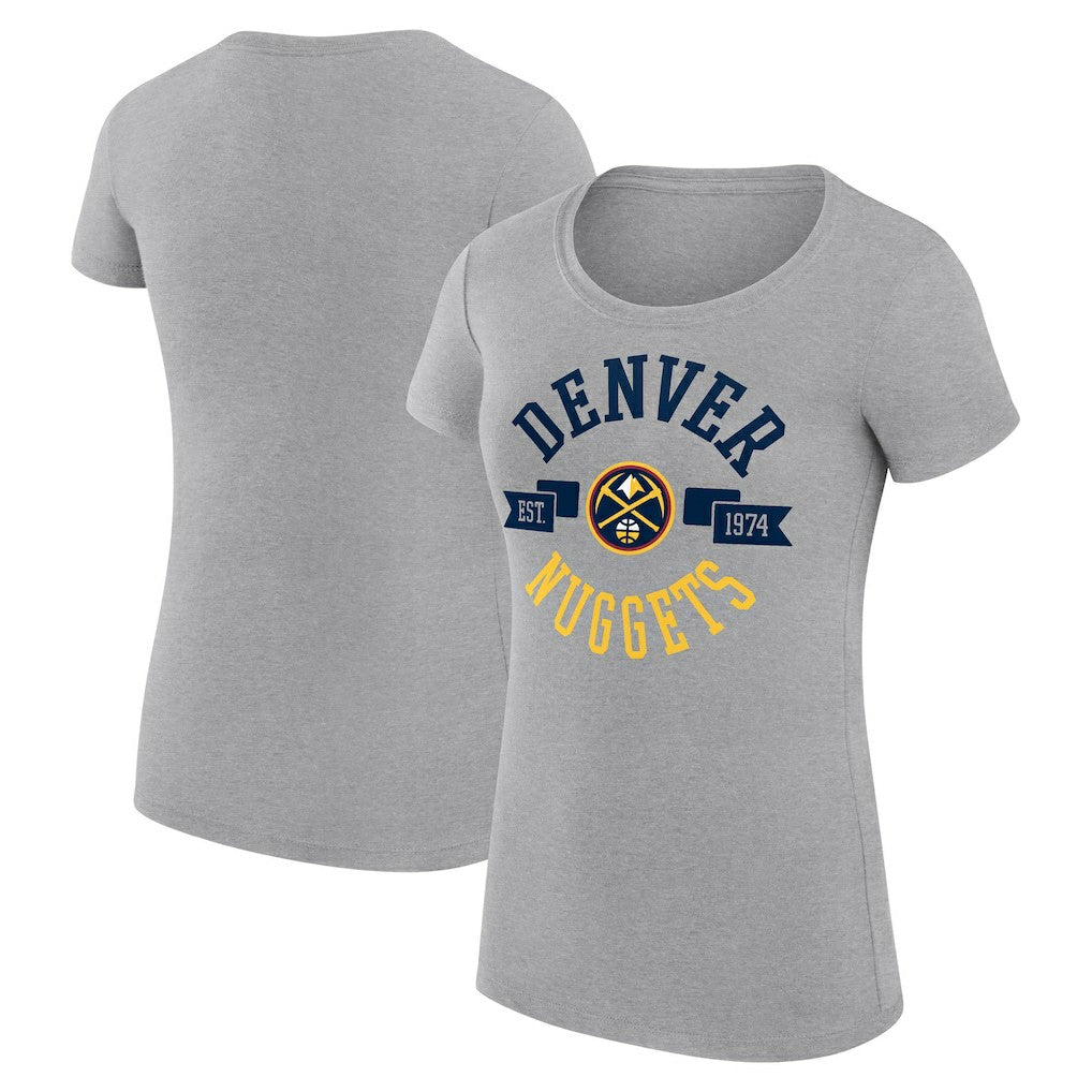 Denver Nuggets G-III 4Her by Carl Banks Women's Super-Slim Fit Lightweight Large City Logo T-Shirt sale - Heather Gray for sale