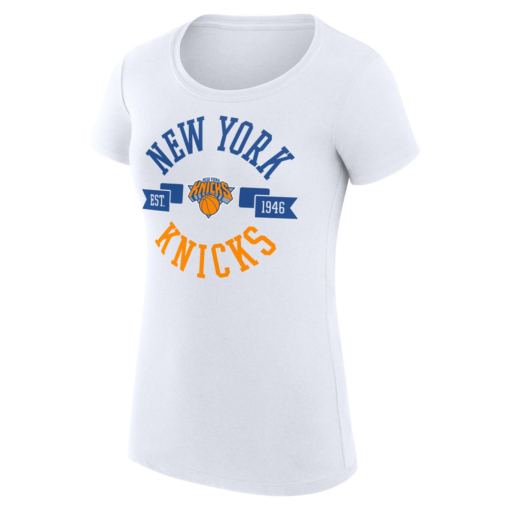 New York Knicks G-III 4Her by Carl Banks Women's Super-Slim Fit Lightweight Large City Logo T-Shirt - White shop