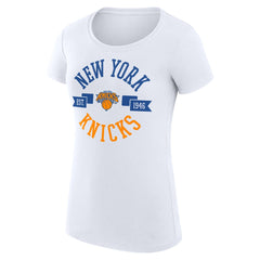 New York Knicks G-III 4Her by Carl Banks Women's Super-Slim Fit Lightweight Large City Logo T-Shirt - White shop