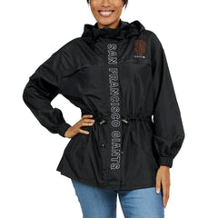 San Francisco Giants WEAR by Erin Andrews Women's Full-Zip Windbreaker Hoodie Jacket Black