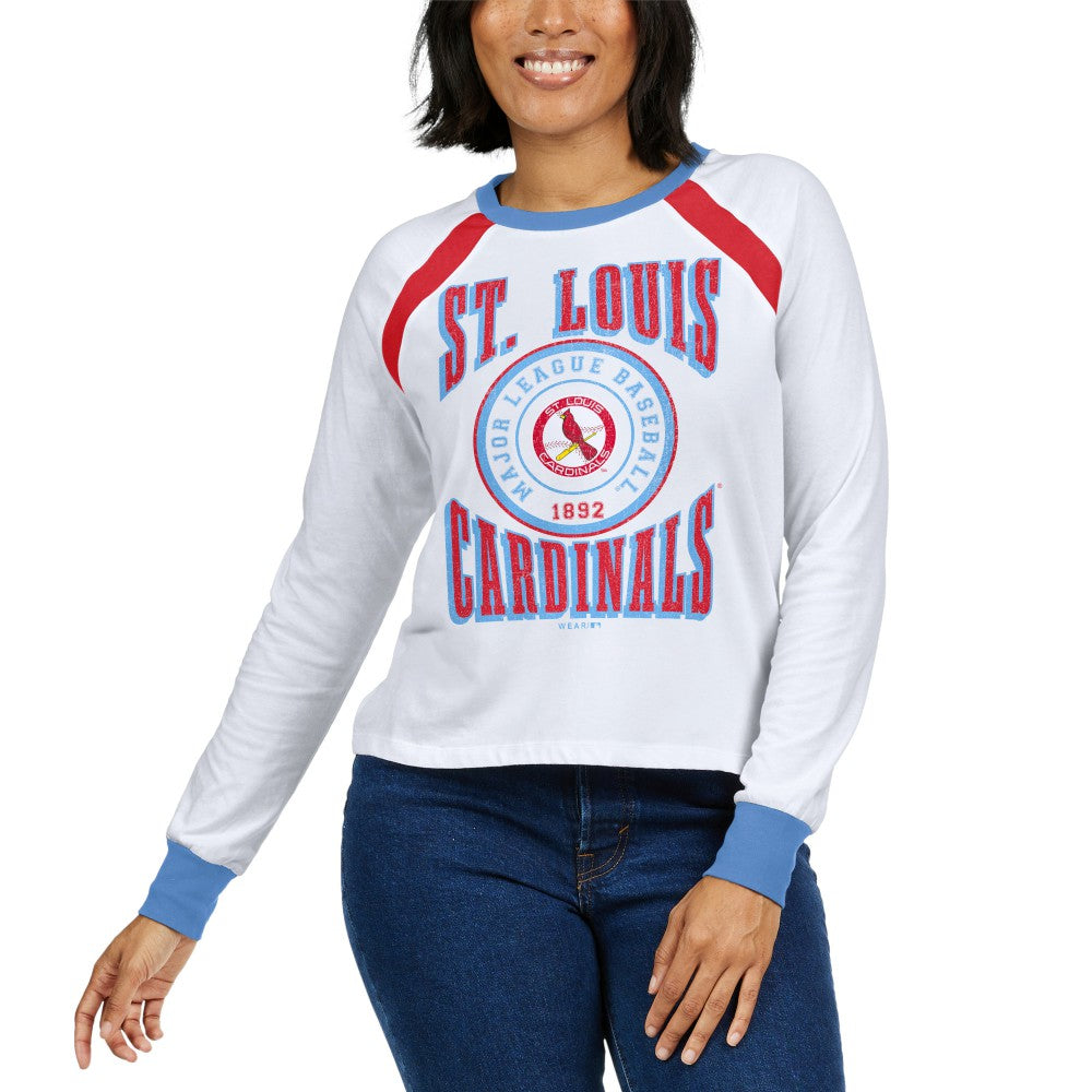 St. Louis Cardinals WEAR by Erin Andrews Women's Raglan Long Sleeve T-Shirt White