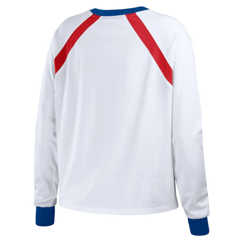Atlanta Braves WEAR by Erin Andrews Women's Raglan Long Sleeve T-Shirt White