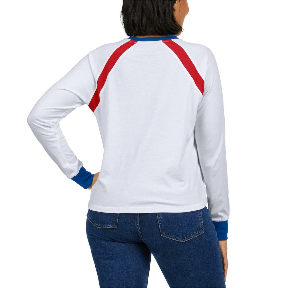 Atlanta Braves WEAR by Erin Andrews Women's Raglan Long Sleeve T-Shirt White