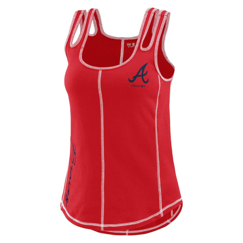 Atlanta Braves WEAR by Erin Andrews Women's Contrast Stitch Tank Top Red