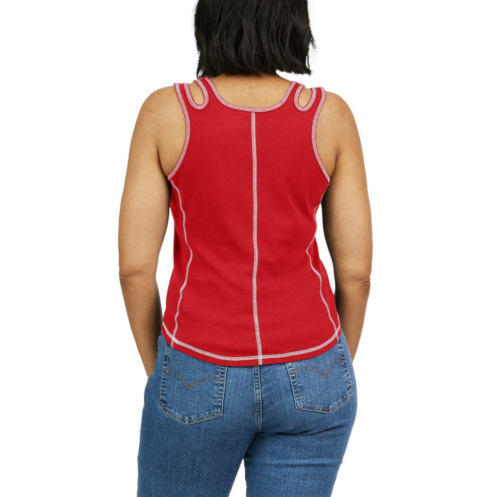 Atlanta Braves WEAR by Erin Andrews Women's Contrast Stitch Tank Top Red