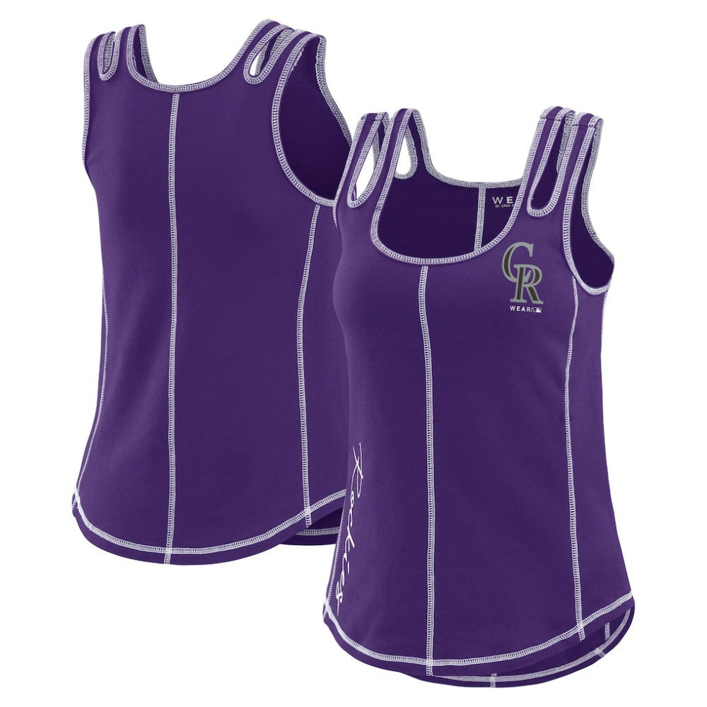 Colorado Rockies WEAR by Erin Andrews Women's Contrast Stitch Tank Top Purple