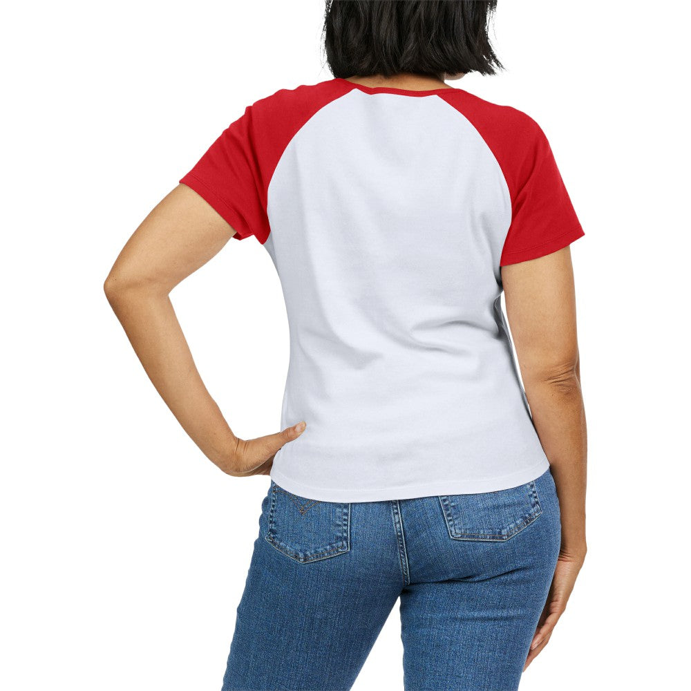 Los Angeles Angels WEAR by Erin Andrews Women's Fitted Henley Raglan T-Shirt White/Red