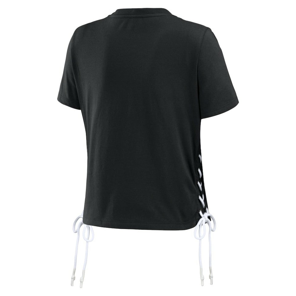San Francisco Giants WEAR by Erin Andrews Women's Side Lace-Up Cropped T-Shirt Black