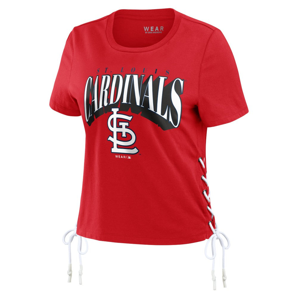 St. Louis Cardinals WEAR by Erin Andrews Women's Side Lace-Up Cropped T-Shirt Red